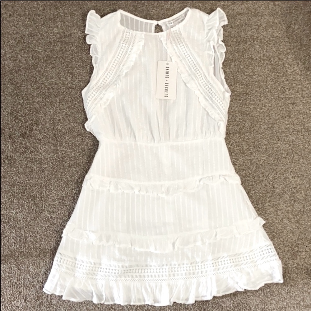 NWT Saints + Secrets White Ruffle Dress